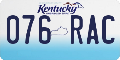 KY license plate 076RAC