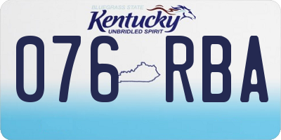 KY license plate 076RBA