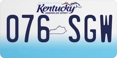 KY license plate 076SGW