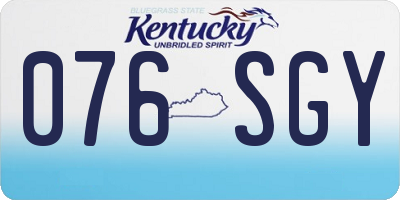 KY license plate 076SGY