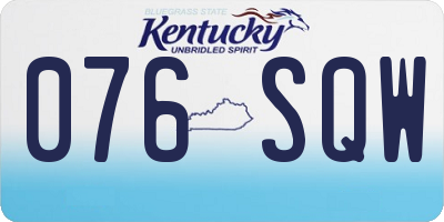KY license plate 076SQW