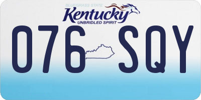 KY license plate 076SQY
