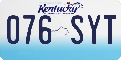 KY license plate 076SYT