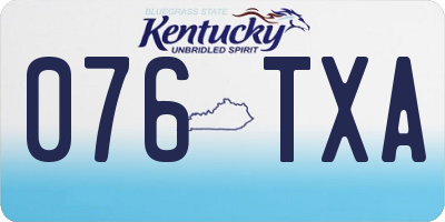 KY license plate 076TXA