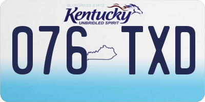 KY license plate 076TXD