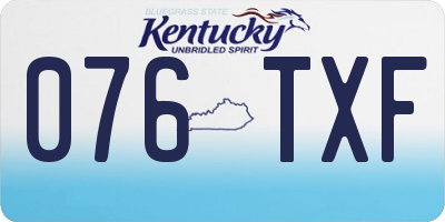 KY license plate 076TXF