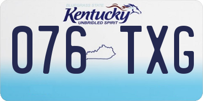 KY license plate 076TXG