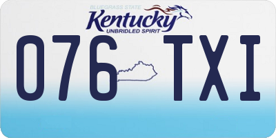 KY license plate 076TXI