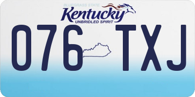 KY license plate 076TXJ