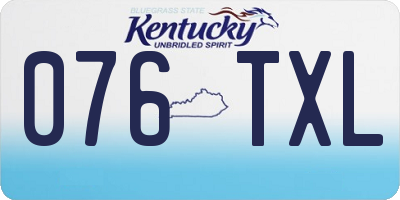KY license plate 076TXL