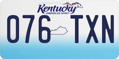 KY license plate 076TXN