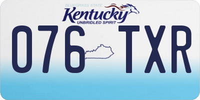 KY license plate 076TXR