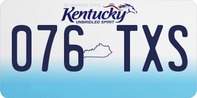 KY license plate 076TXS