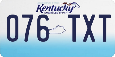 KY license plate 076TXT