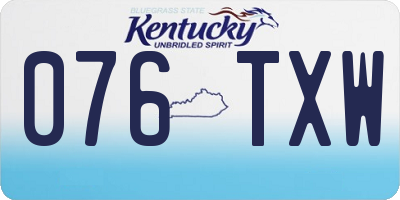 KY license plate 076TXW