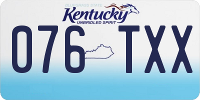 KY license plate 076TXX