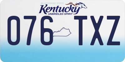 KY license plate 076TXZ
