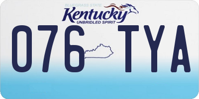 KY license plate 076TYA
