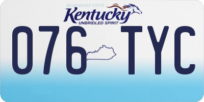 KY license plate 076TYC