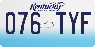 KY license plate 076TYF