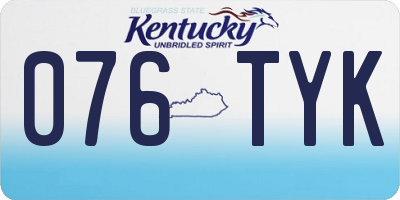 KY license plate 076TYK