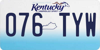 KY license plate 076TYW