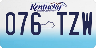 KY license plate 076TZW