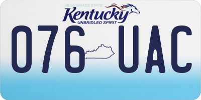 KY license plate 076UAC