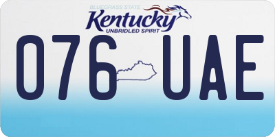 KY license plate 076UAE