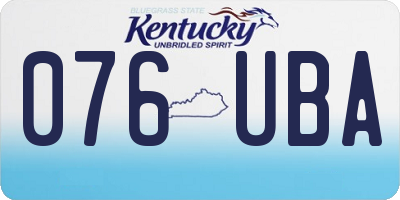KY license plate 076UBA