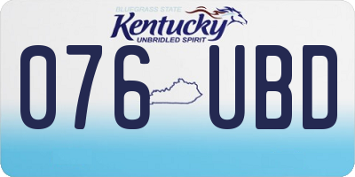 KY license plate 076UBD