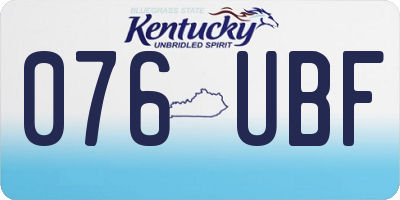 KY license plate 076UBF