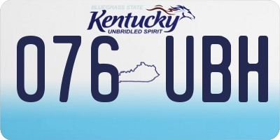KY license plate 076UBH