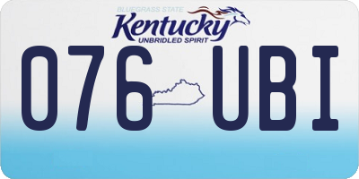KY license plate 076UBI