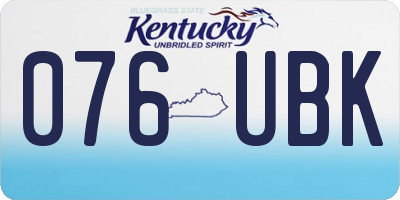 KY license plate 076UBK