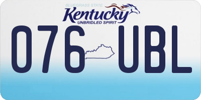 KY license plate 076UBL