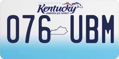 KY license plate 076UBM