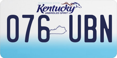 KY license plate 076UBN