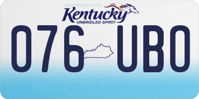 KY license plate 076UBO
