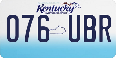 KY license plate 076UBR