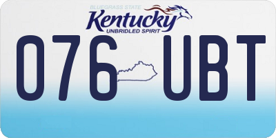 KY license plate 076UBT