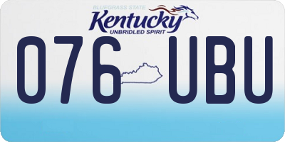 KY license plate 076UBU