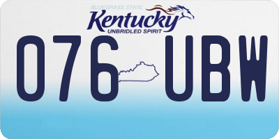 KY license plate 076UBW
