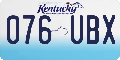 KY license plate 076UBX
