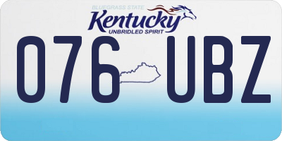 KY license plate 076UBZ