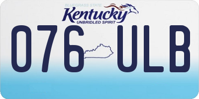 KY license plate 076ULB