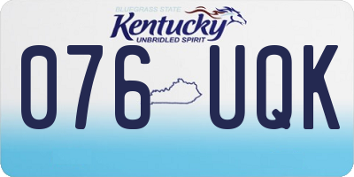 KY license plate 076UQK