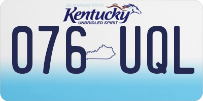 KY license plate 076UQL