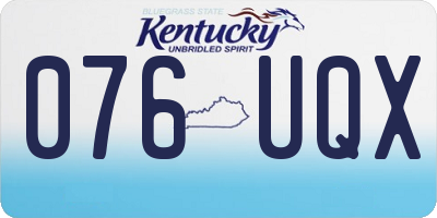 KY license plate 076UQX