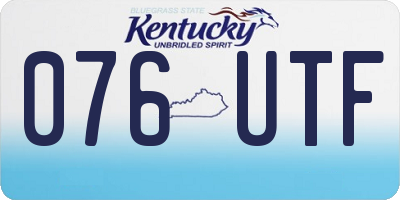 KY license plate 076UTF